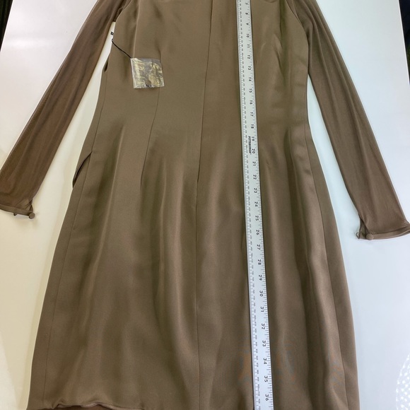 VERA WANG Brown Mesh Sleeve Dress Choker Size 10 - Picture 10 of 11